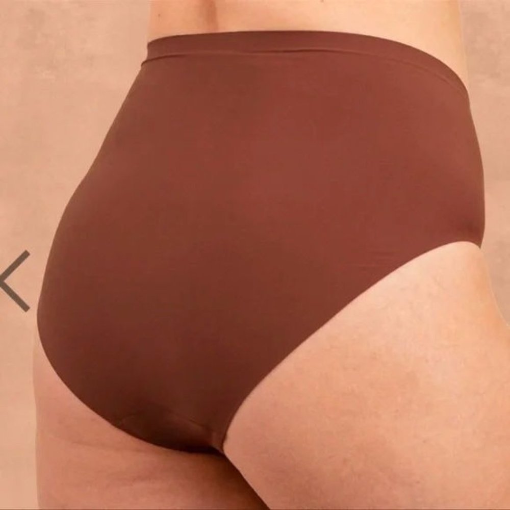 TrueKind Seamless Stretch Mid-Waist Brief, Size 16-24, Chocolate